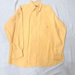 TWENTY X Mens Yellow Long Sleeve Button Up Shirt XL 100% Cotton Embroidered Logo
